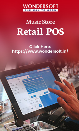 Point of Sale System Software For Musical Store Management On Display.